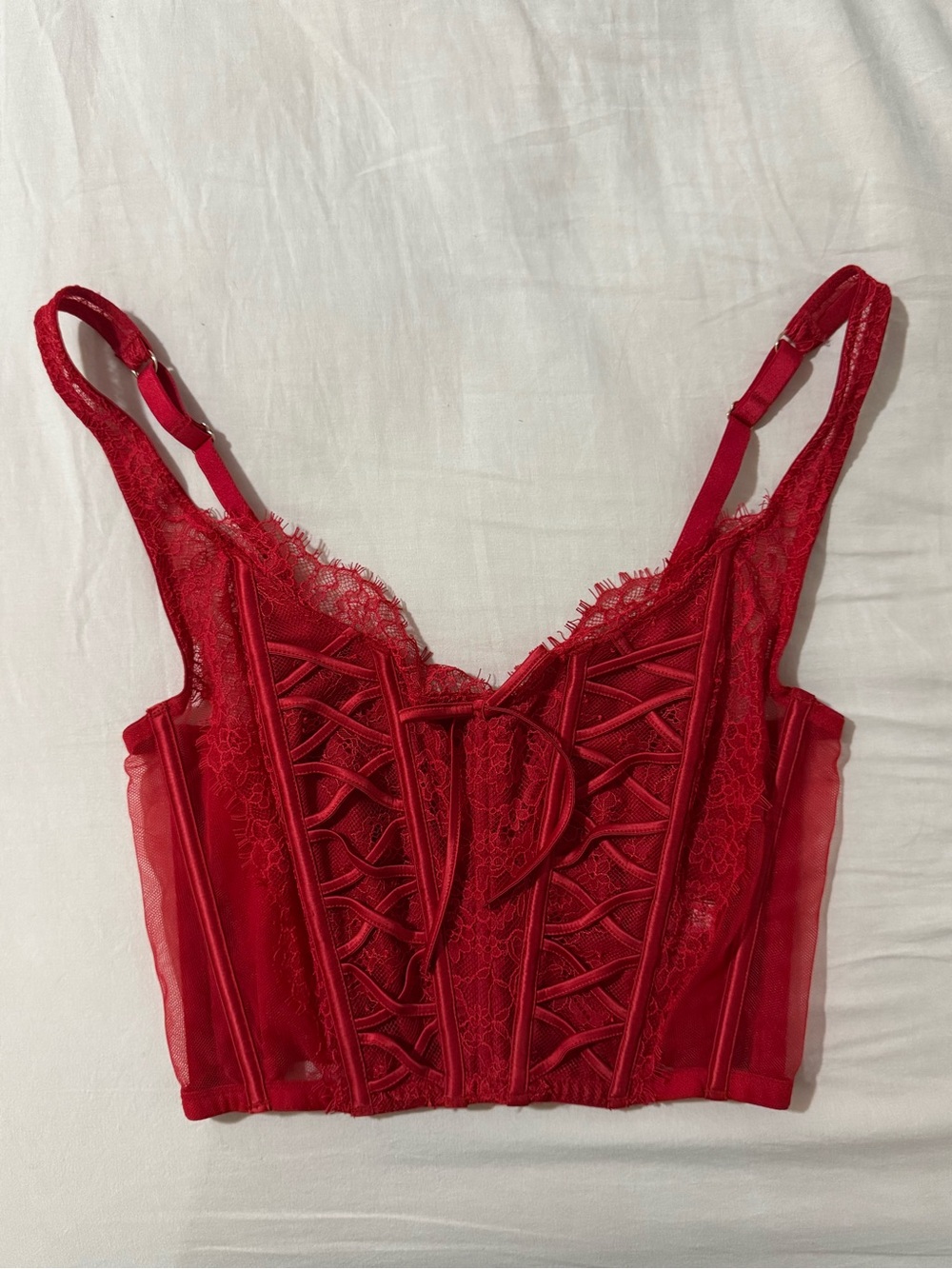 Victoria's Secret Red Lace Corset Top